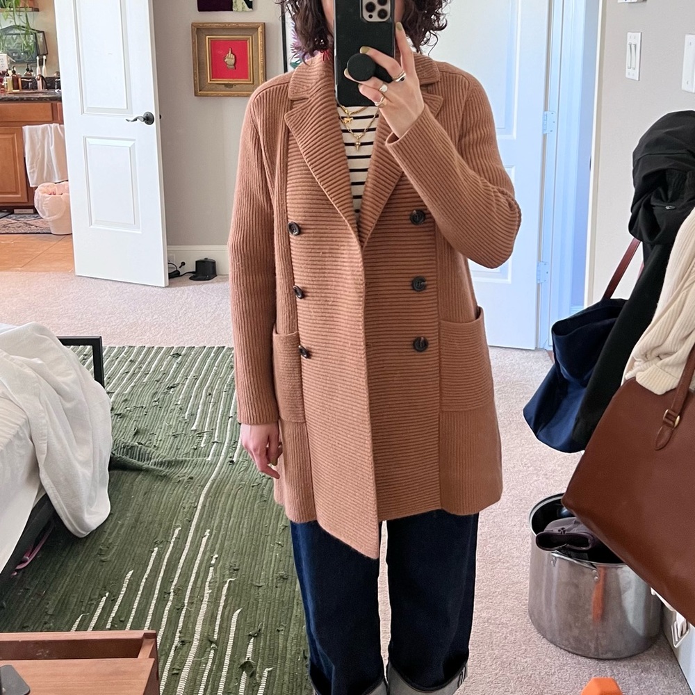 Ann Taylor camel coatigan sweater coat sweater trench